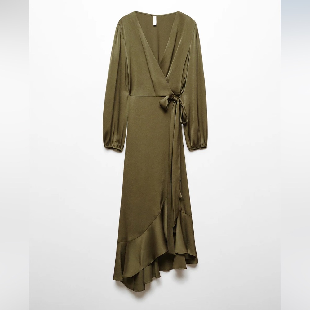 Mango ruffle wrap dress